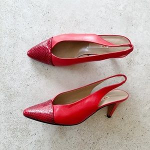 ❤️ Vintage GUCCI Shoes Heels Pumps Red Leather size 37 EU